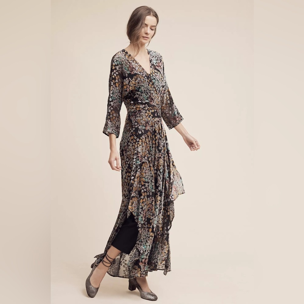 NWT Anthropologie Moulinette Soeurs SILK Dress 2P Womens Woodlands Maxi‎ Velvet
